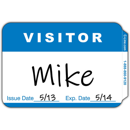 C-Line Adhesive Visitor Name Badges - Visitor - 3 1/2" Width x 2 1/4" Length - Rectangle - White - Paper - Self-adhesive - 100 / Box