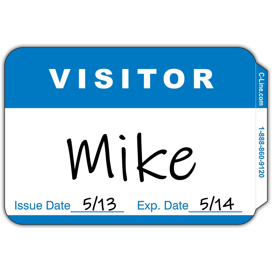 C-Line Adhesive Visitor Name Badges - Visitor - 3 1/2" Width x 2 1/4" Length - Rectangle - White - Paper - Self-adhesive - 100 / Box