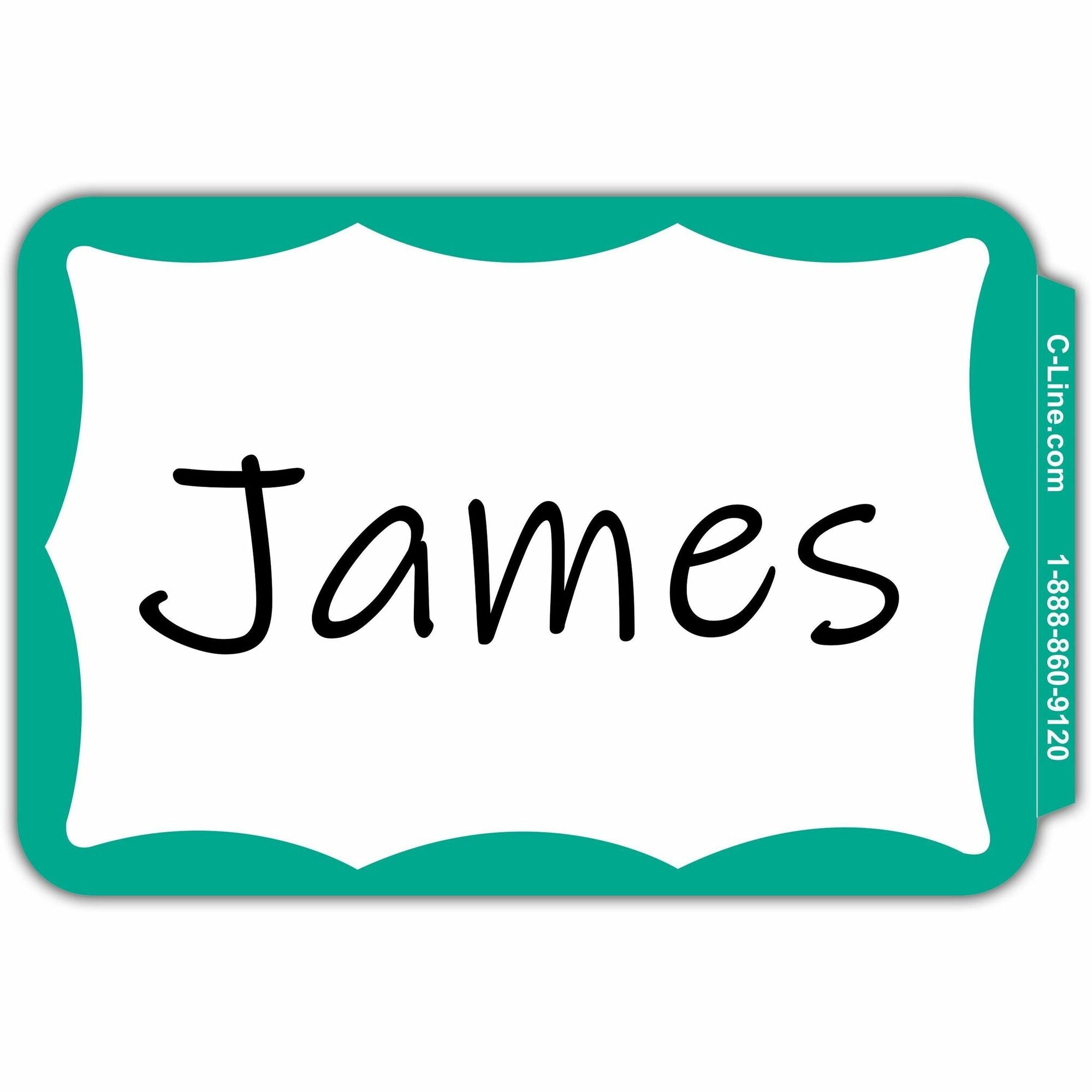 C-Line Self-adhesive Color Border Name Badges - 3 1/2" Width x 2 1/4" Length - Removable Adhesive - Rectangle - Green - Self-adhesive - 100 / Box