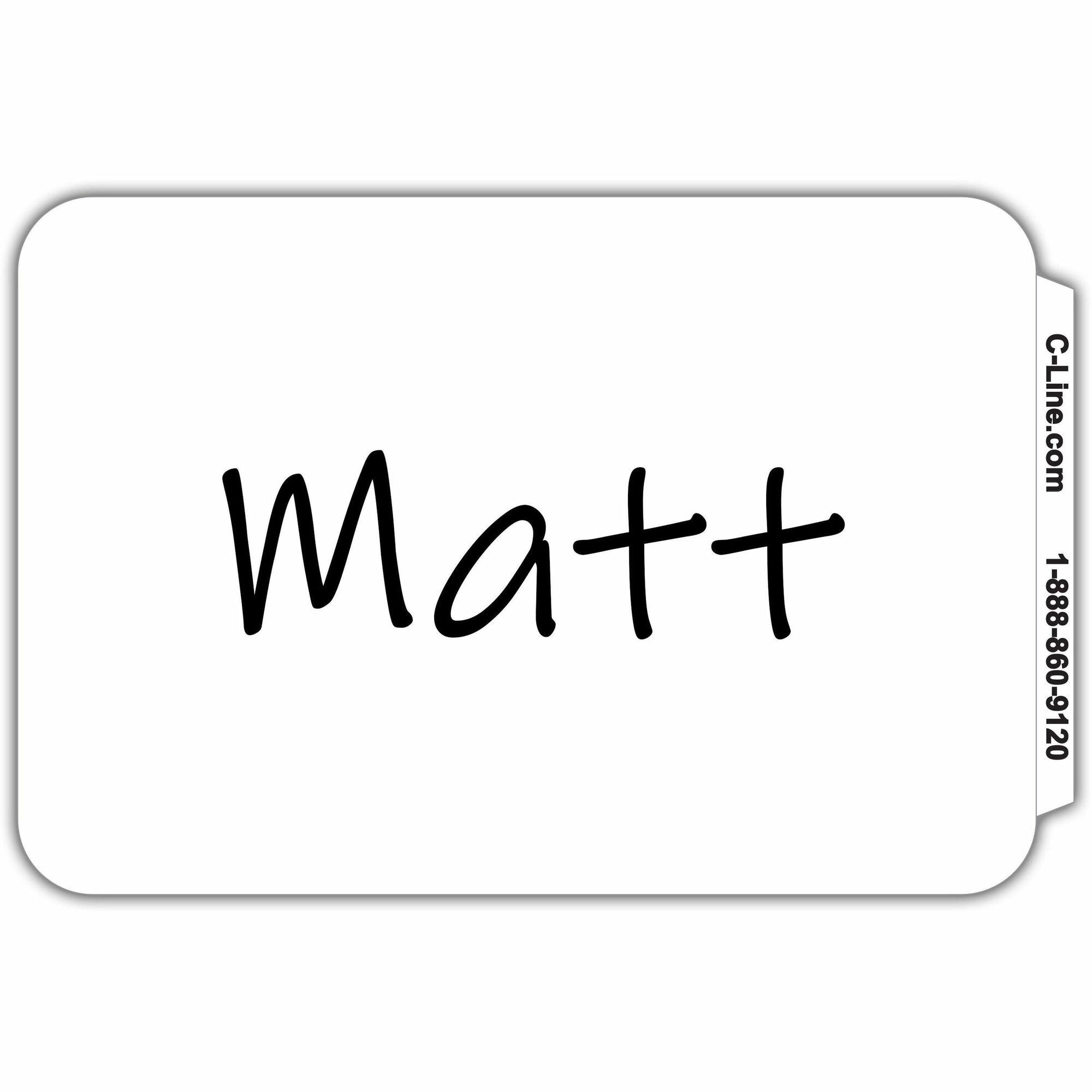 C-Line Plain White Self-adhesive Name Badges - 3 1/2" Width x 2 1/4" Length - Removable Adhesive - Rectangle - White - Self-adhesive - 100 / Box