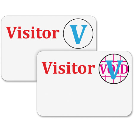 C-Line Time's Up! Peel & Stick Name Badges - Visitor - 3" Width x 2" Length - Rectangle - White - Self-adhesive - 100 / Box