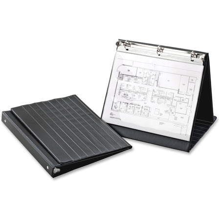 Cardinal®Presentation Easel Round Ring Binders - 1" Binder Capacity - Letter - 8 1/2" x 11" Sheet Size - 225 Sheet Capacity - 3 Ring(s) - Fastener(s): Round Ring - Vinyl - Black - 1.04 lb - Hook & Loop Closure - 1 Each