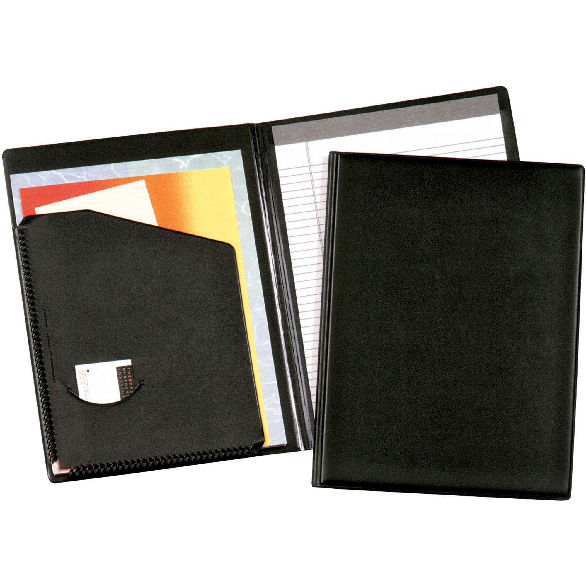 Cardinal®397 610 Letter Pad Folio - 9 1/2" x 12 1/2" - 100 Sheets Capacity - 1 Inside Front Pocket(s) - Vinyl, Polyvinyl Chloride (PVC) - Black - Pad Holder - 1 Each