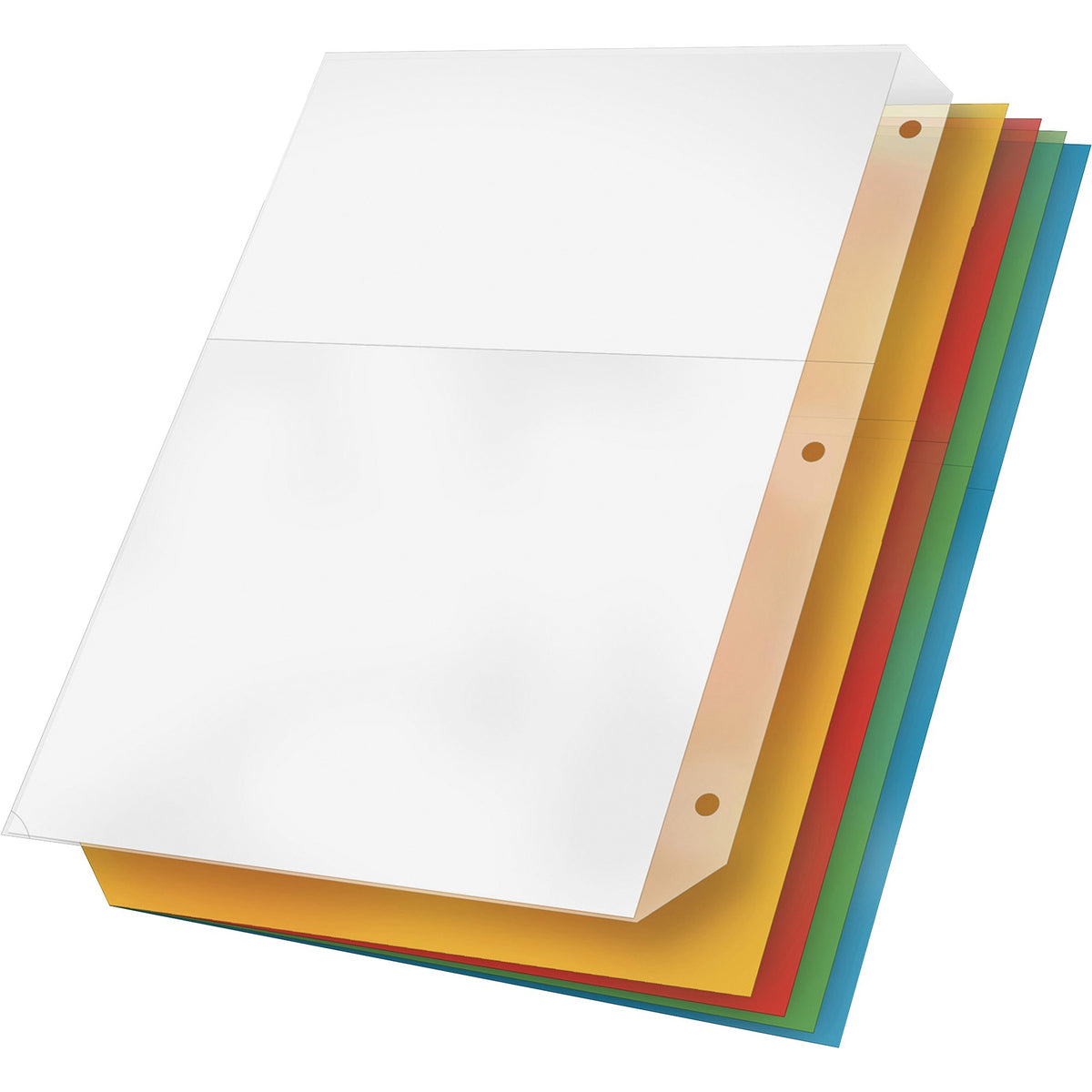 Cardinal® Ring Binder Poly Pockets - 11.3" Height x 0.4" Width x 9.8" Length - 40 x Sheet Capacity - For Letter 8 1/2" x 11" Sheet - Ring Binder - Assorted - Polypropylene - 5 / Pack