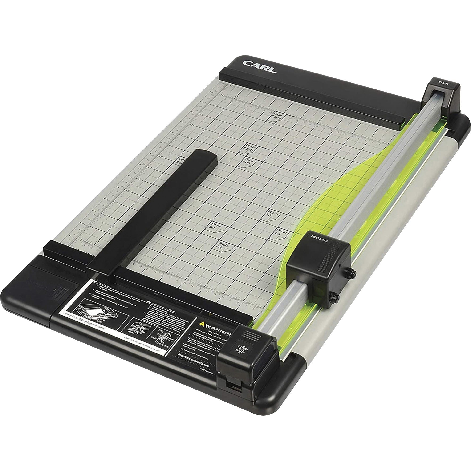 CARL Heavy-Duty 15" Paper Trimmer - 36 Sheet Cutting Capacity - 1 Carbide Blade - 15" Cutting Length - 0.8" Height x 14" Width x 15.3" Length - Heavy Duty, Locking Blade - Metal, Acrylonitrile Butadiene Styrene (ABS), Acrylic - Gray - 1 Each