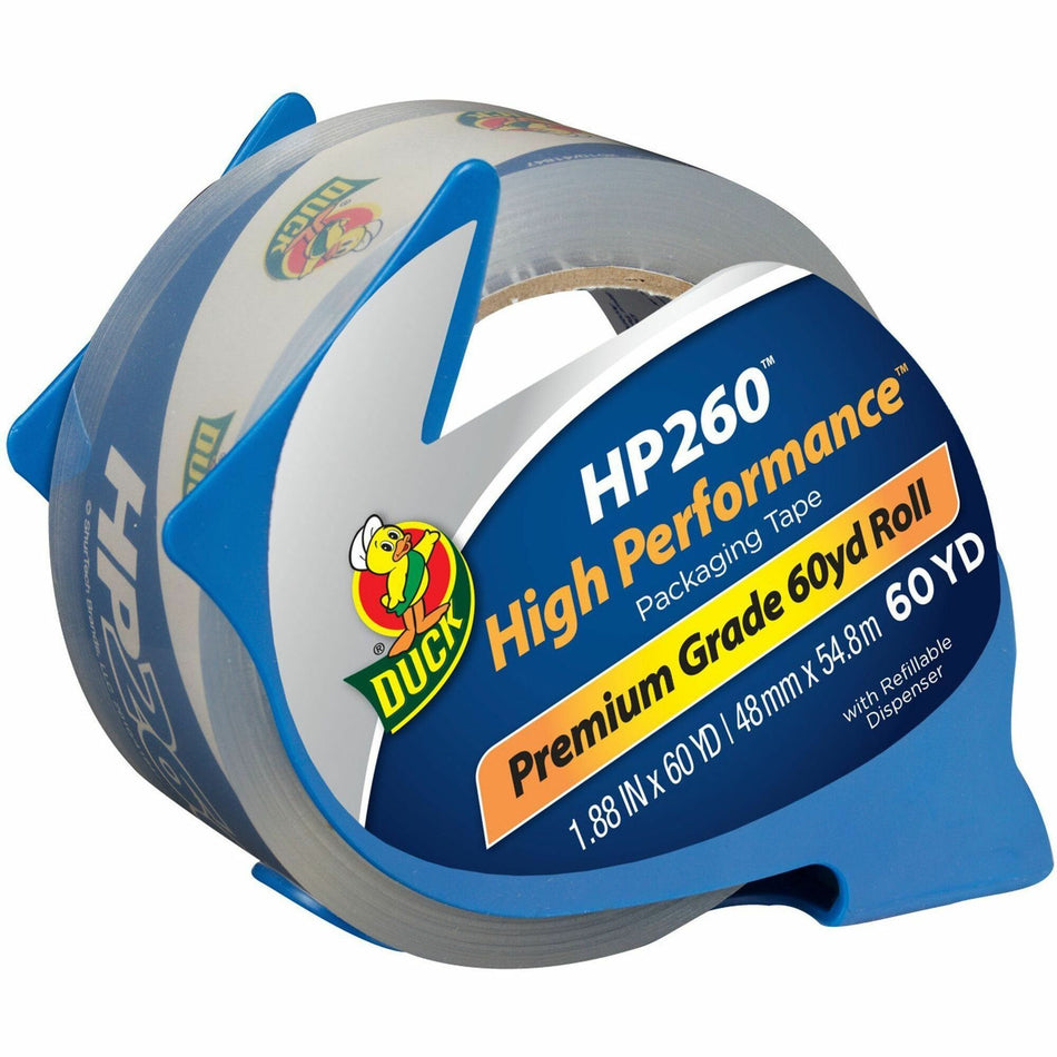 Duck Brand HP260 Packing Tape - 60 yd Length x 2" Width - 3" Core - Clear - 3.10 mil - Adhesive Backing - Dispenser Included - UV Resistant - For Mailing, Shipping, Sealing, Label Protection - 1 Roll