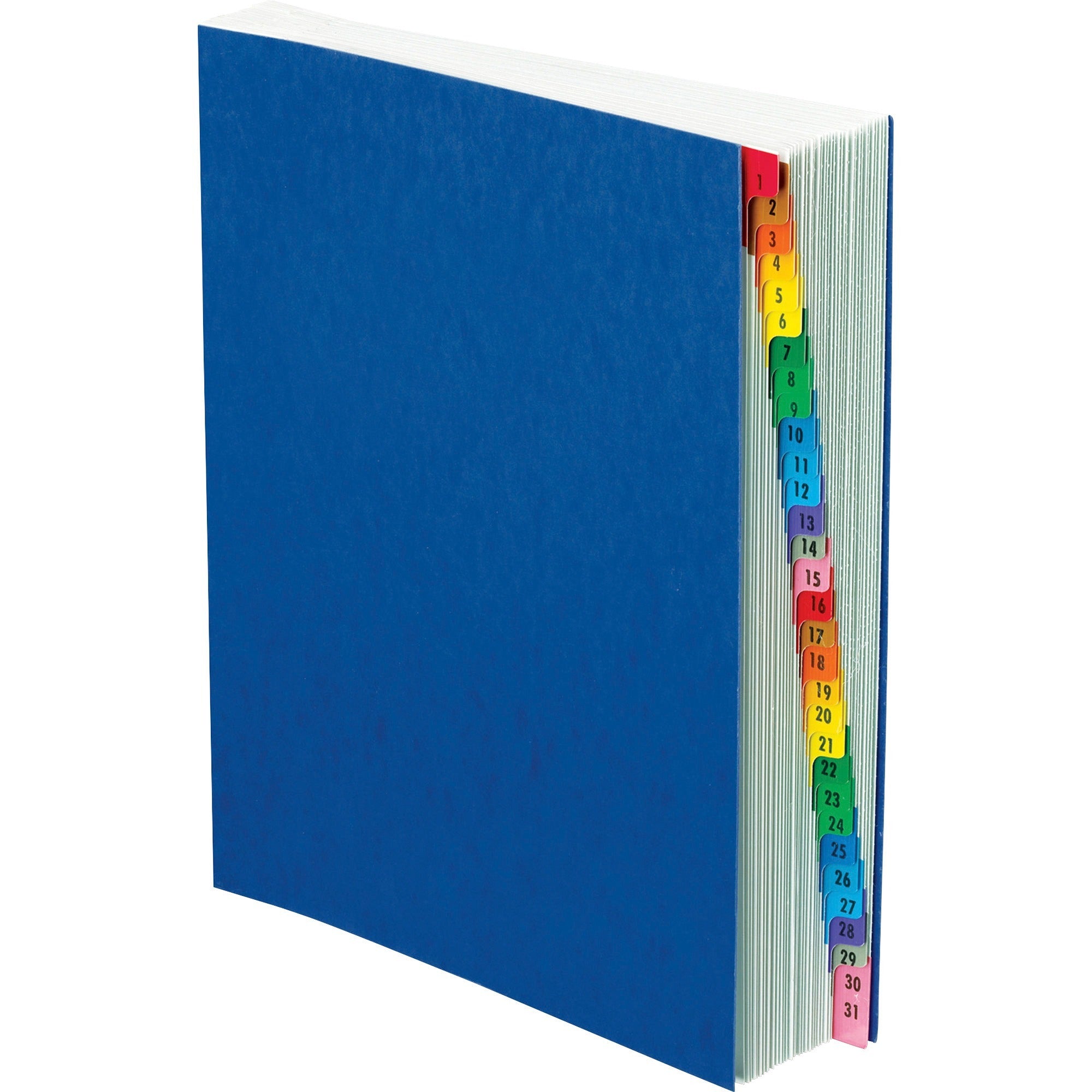 Pendaflex PressGuard Expadable 1-31 Index Desk File - 30 Printed Tab(s) - Digit - 1-30 - 30 Tab(s)/Set - Black, Blue Divider - Multicolor Mylar Tab(s) - 65% Recycled - Moisture Resistant, Reinforced Gusset, Soil Resistant - 1 Each