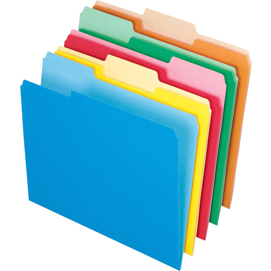 Pendaflex 1/3 Tab Cut Letter Top Tab File Folder - 8 1/2" x 11" - Top Tab Location - Assorted Tab Position - 11 pt. - 1 Plys - Assorted - Reinforced, Preprinted, Acid-free - 100 / Box