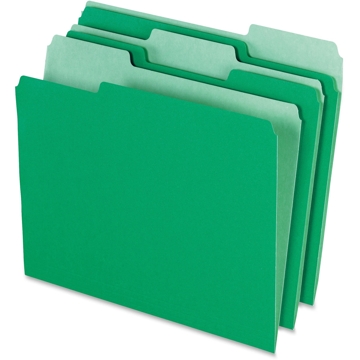 Pendaflex 1/3 Tab Cut Letter Recycled Top Tab File Folder - 8 1/2" x 11" - Top Tab Location - Assorted Tab Position - 11 pt. - 1 Plys - Green - Acid-free - 10% Recycled - 100 / Box