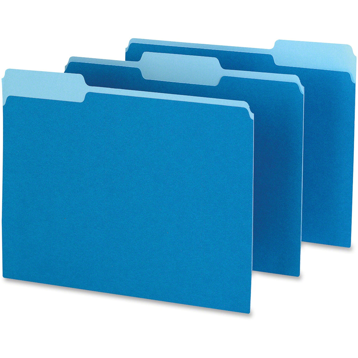 Pendaflex 1/3 Tab Cut Letter Recycled Top Tab File Folder - 8 1/2" x 11" - Top Tab Location - Assorted Tab Position - 11 pt. - 1 Plys - Blue - Acid-free - 10% Recycled - 100 / Box