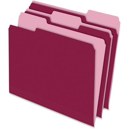 Pendaflex 1/3 Tab Cut Letter Recycled Top Tab File Folder - 8 1/2" x 11" - Top Tab Location - Assorted Tab Position - 11 pt. - 1 Plys - Burgundy - Acid-free - 10% Recycled - 100 / Box