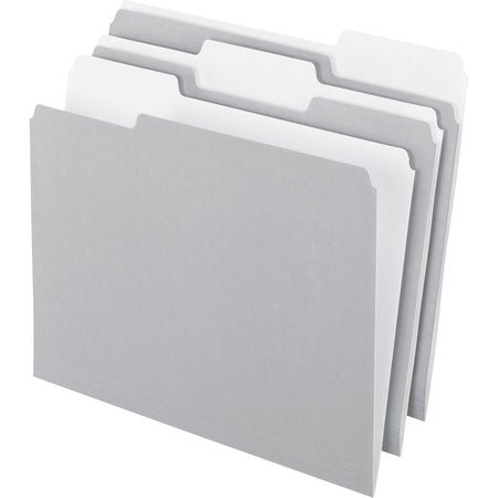 Pendaflex 1/3 Tab Cut Letter Recycled Top Tab File Folder - 8 1/2" x 11" - Top Tab Location - Assorted Tab Position - 11 pt. - 1 Plys - Gray - Acid-free - 10% Recycled - 100 / Box
