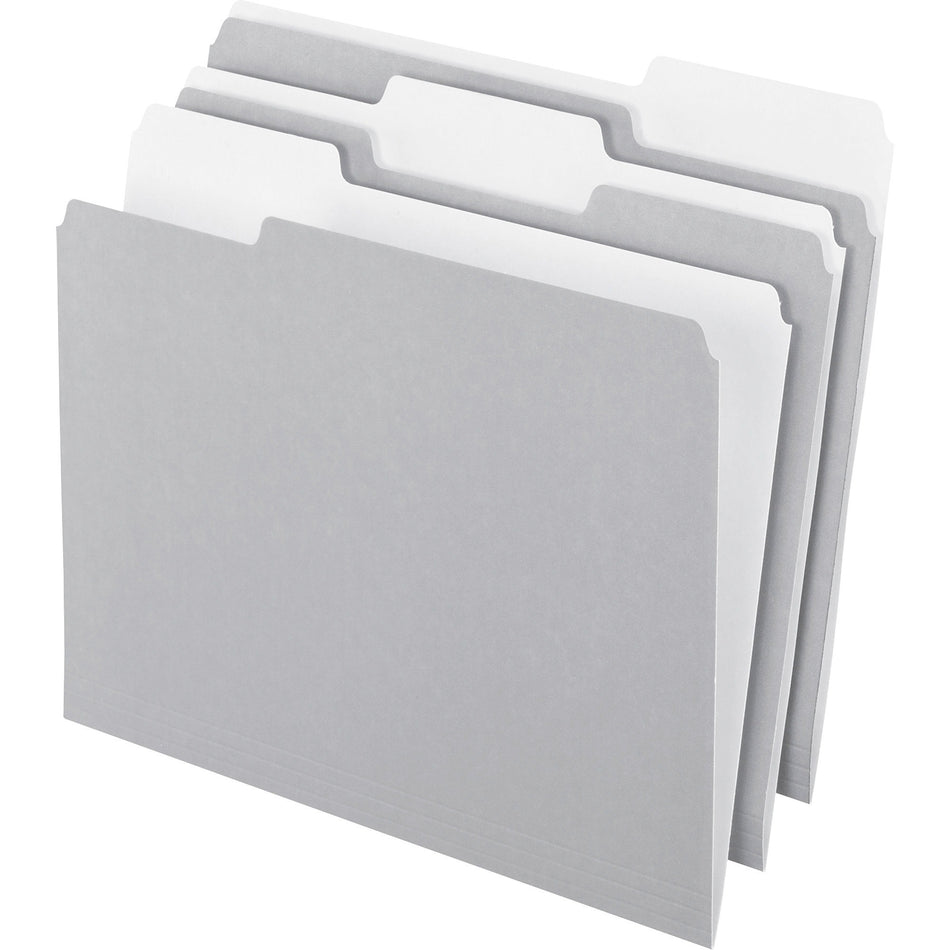 Pendaflex 1/3 Tab Cut Letter Recycled Top Tab File Folder - 8 1/2" x 11" - Top Tab Location - Assorted Tab Position - 11 pt. - 1 Plys - Gray - Acid-free - 10% Recycled - 100 / Box