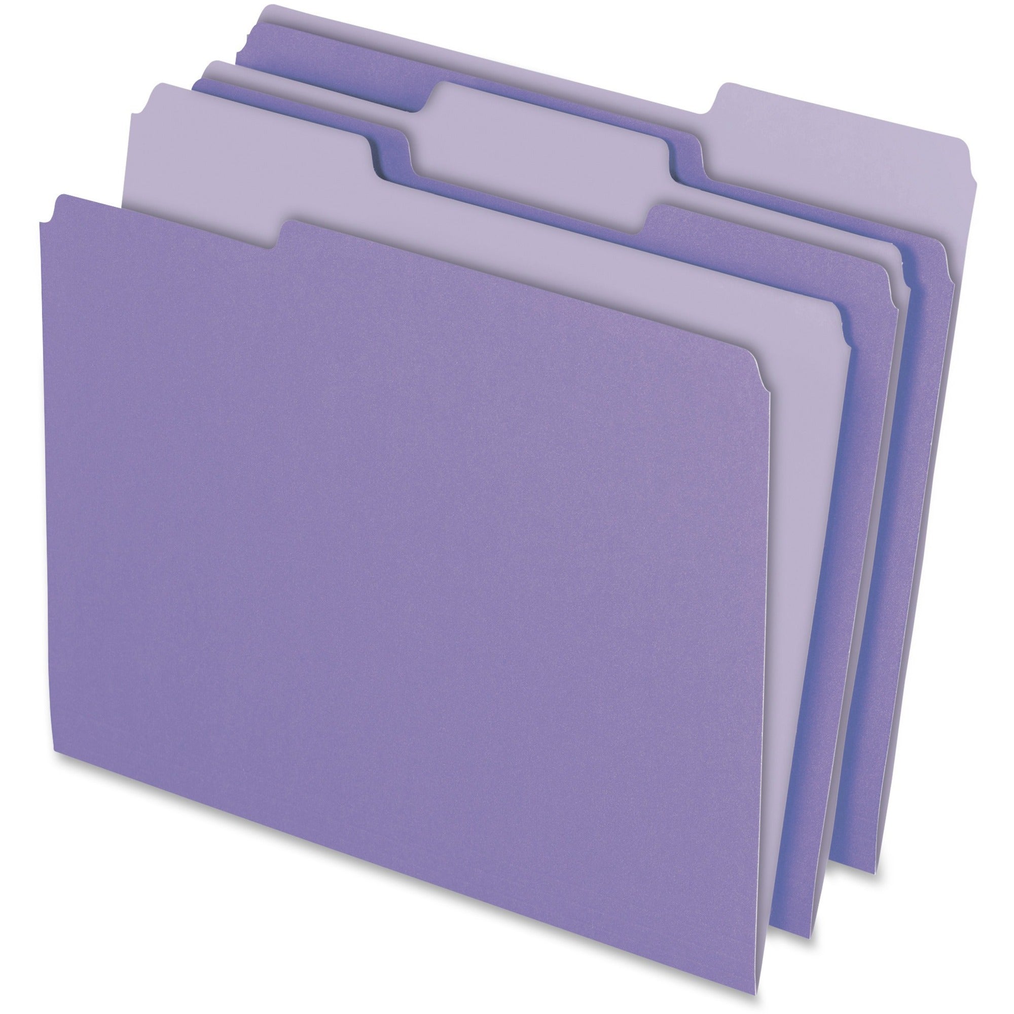Pendaflex 1/3 Tab Cut Letter Recycled Top Tab File Folder - 8 1/2" x 11" - Top Tab Location - Assorted Tab Position - 11 pt. - 1 Plys - Lavender - Acid-free - 10% Recycled - 100 / Box