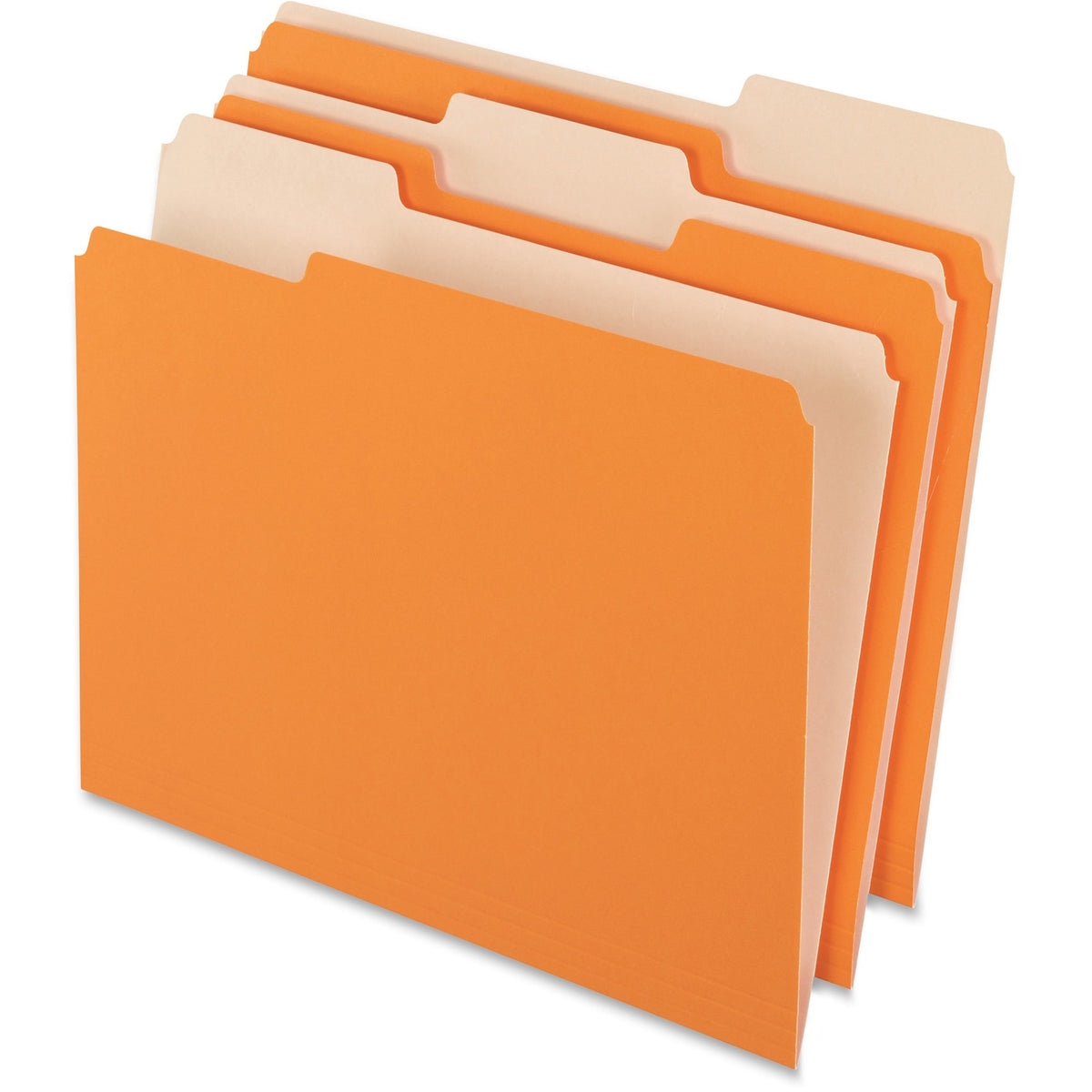 Pendaflex 1/3 Tab Cut Letter Recycled Top Tab File Folder - 8 1/2" x 11" - Top Tab Location - Assorted Tab Position - 11 pt. - 1 Plys - Orange - Acid-free - 10% Recycled - 100 / Box