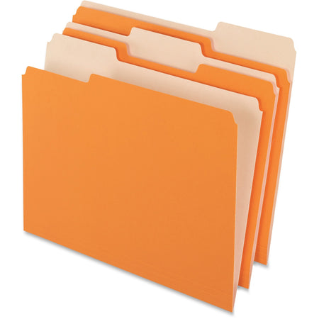 Pendaflex 1/3 Tab Cut Letter Recycled Top Tab File Folder - 8 1/2" x 11" - Top Tab Location - Assorted Tab Position - 11 pt. - 1 Plys - Orange - Acid-free - 10% Recycled - 100 / Box