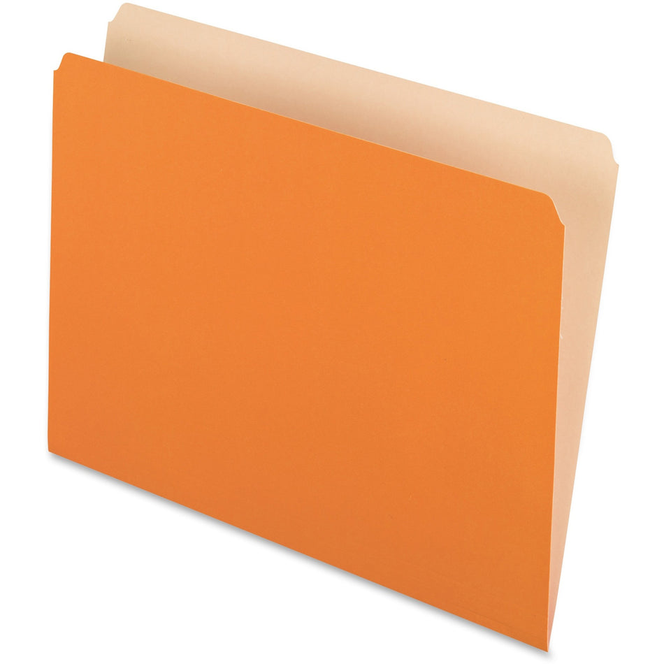 Pendaflex Letter Recycled Top Tab File Folder - 8 1/2" x 11" - 11 pt. - 1 Plys - Orange - 30% Recycled - 100 / Box