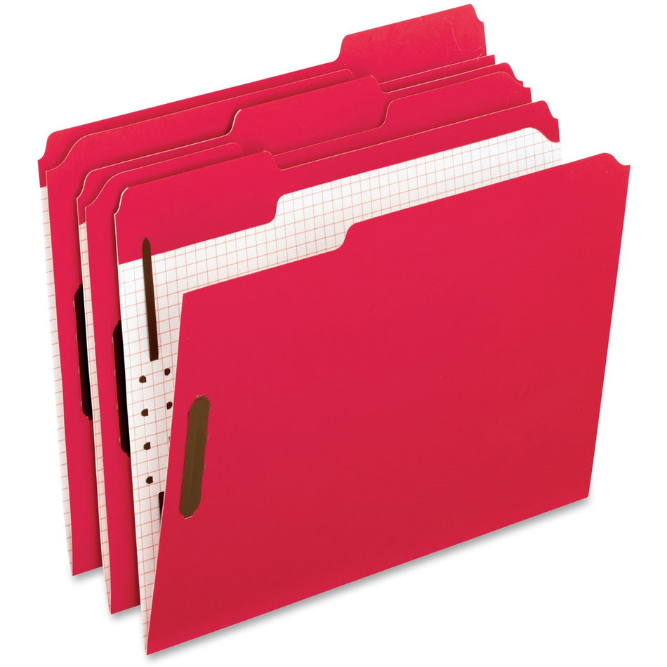 Pendaflex 1/3 Tab Cut Letter Recycled Top Tab File Folder - 8 1/2" x 11" - 2" Expansion - 2 Fastener(s) - 2" for Folder - Top Tab Location - Assorted Tab Position - Red - Reinforced, Embossed - 10% Recycled - 50 / Box