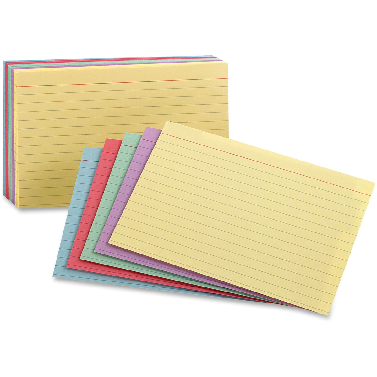 Oxford Color Index Cards - 3" x 5" - 100 lb Basis Weight - Sustainable Forestry Initiative (SFI) - Acid-free - Green, Canary, Violet, Blue, Cherry - 100 / Pack