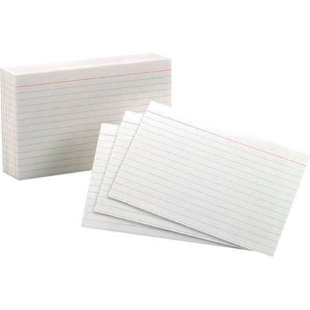 Oxford Top Quality Ruled Index Cards - 4" x 6" - 85 lb Basis Weight - Sustainable Forestry Initiative (SFI) - White - 100 / Pack