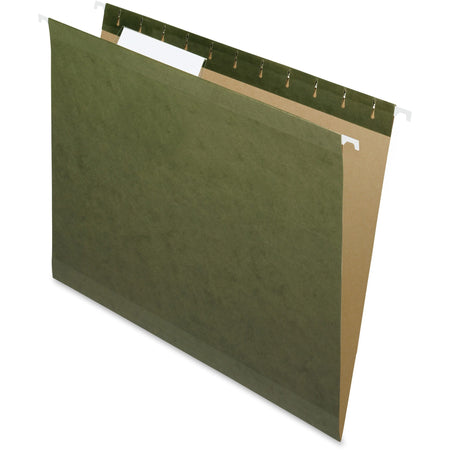 Pendaflex 1/3 Tab Cut Letter Recycled Hanging Folder - 8 1/2" x 11" - Assorted Tab Position - 1 Plys - Standard Green - Reinforced - 10% Recycled - 25 / Box