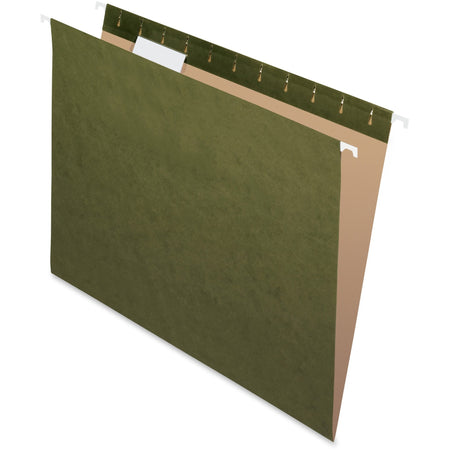 Pendaflex 1/5 Tab Cut Letter Recycled Hanging Folder - 8 1/2" x 11" - Internal Pocket(s) - Standard Green - Reinforced - 10% Recycled - 25 / Box