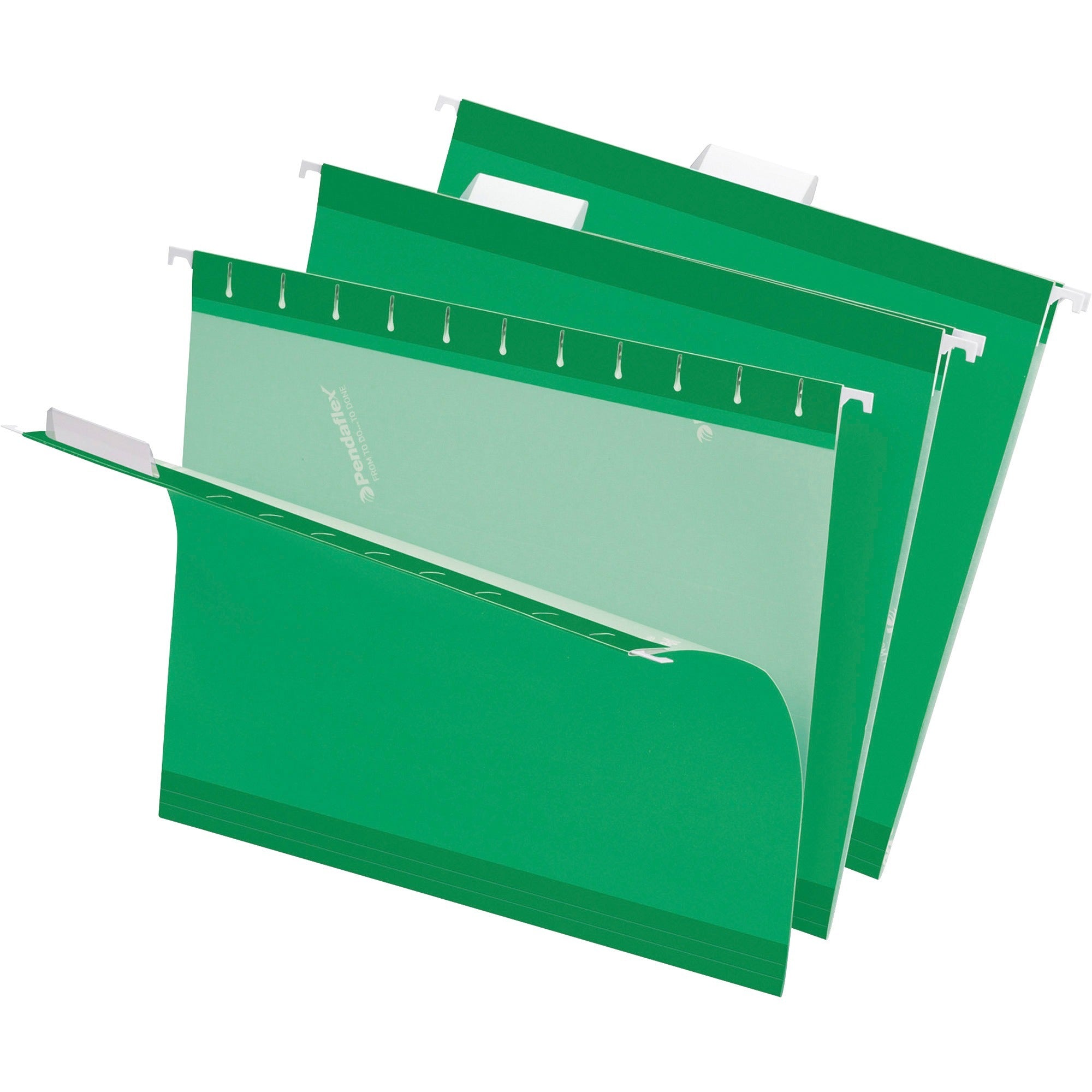 Pendaflex 1/5 Tab Cut Letter Recycled Hanging Folder - 8 1/2" x 11" - Bright Green - Reinforced - 10% Recycled - 25 / Box