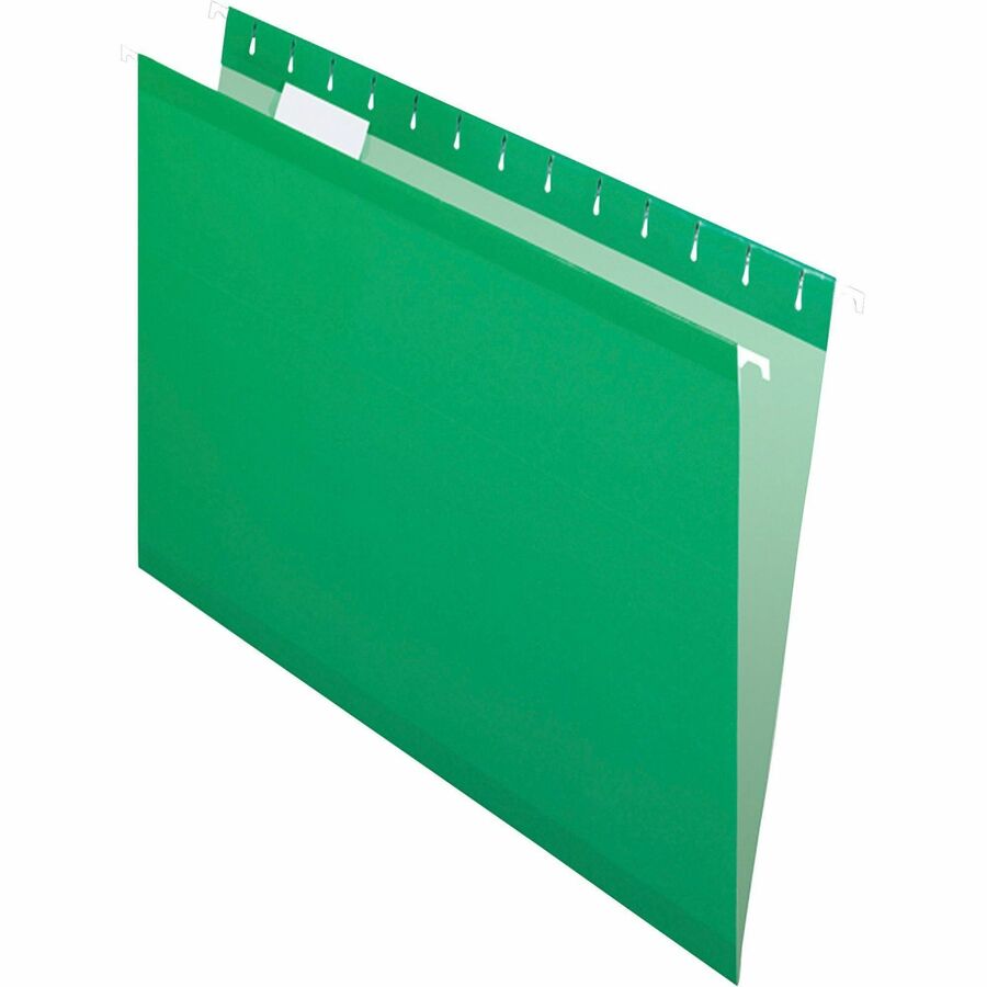 Pendaflex 1/5 Tab Cut Letter Recycled Hanging Folder - 8 1/2" x 11" - Bright Green - Reinforced - 10% Recycled - 25 / Box