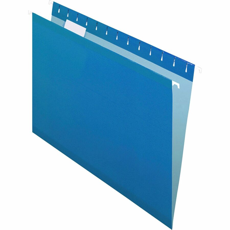 Pendaflex 1/5 Tab Cut Letter Recycled Hanging Folder - 8 1/2" x 11" - Blue - Reinforced - 10% Recycled - 25 / Box