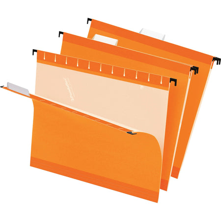 Pendaflex 1/5 Tab Cut Letter Recycled Hanging Folder - 8 1/2" x 11" - Orange - Reinforced - 10% Recycled - 25 / Box