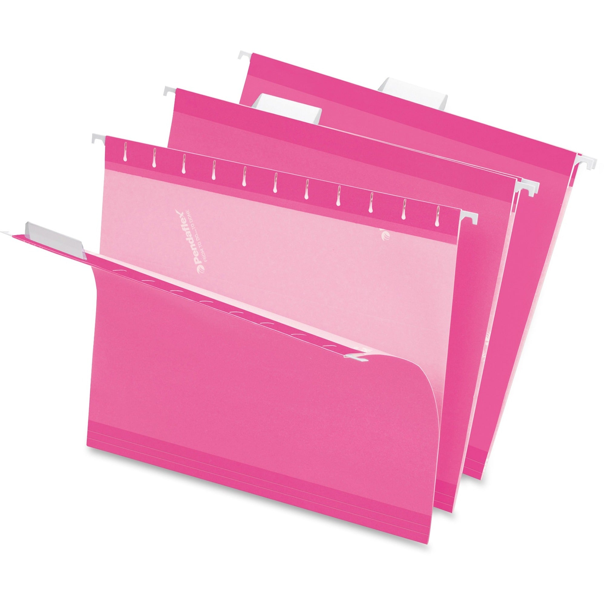 Pendaflex 1/5 Tab Cut Letter Recycled Hanging Folder - 8 1/2" x 11" - Pink - Reinforced - 10% Recycled - 25 / Box