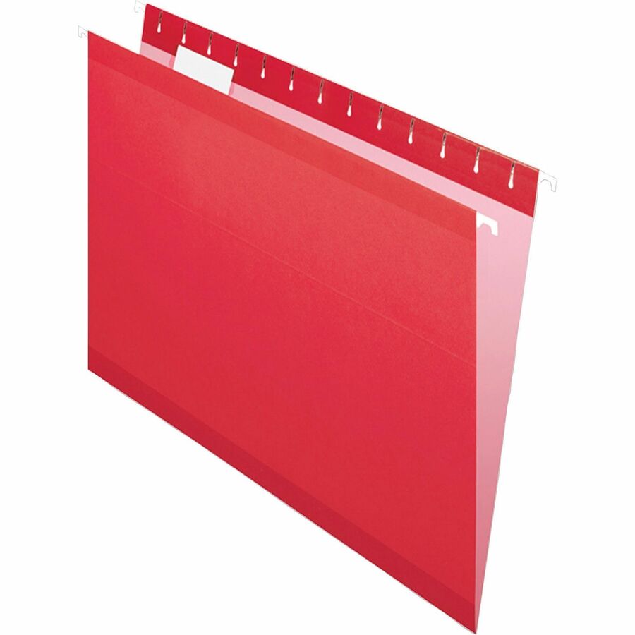 Pendaflex 1/5 Tab Cut Letter Recycled Hanging Folder - 8 1/2" x 11" - Red - Reinforced - 10% Recycled - 25 / Box