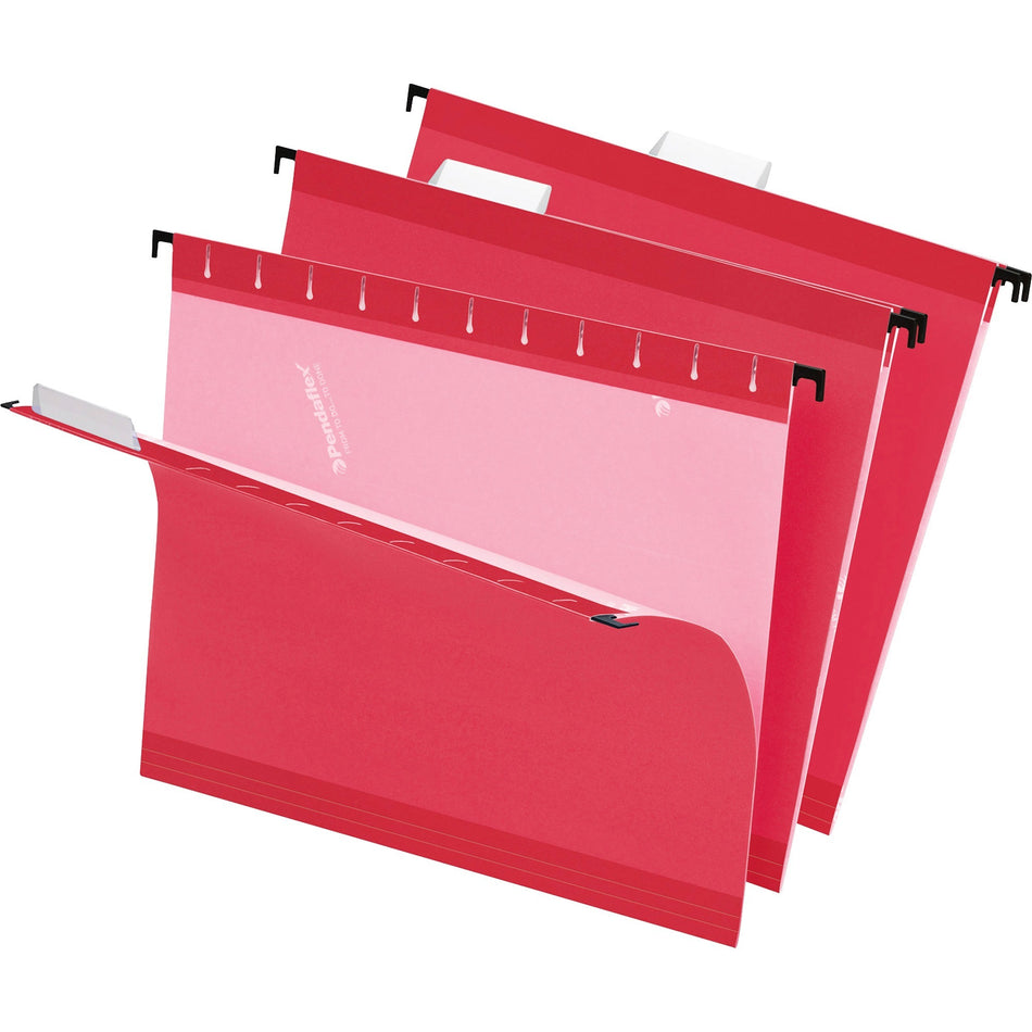 Pendaflex 1/5 Tab Cut Letter Recycled Hanging Folder - 8 1/2" x 11" - Red - Reinforced - 10% Recycled - 25 / Box