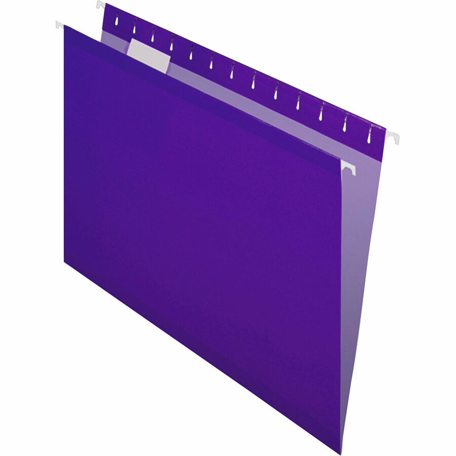 Pendaflex 1/5 Tab Cut Letter Recycled Hanging Folder - 8 1/2" x 11" - Violet - Reinforced - 10% Recycled - 25 / Box