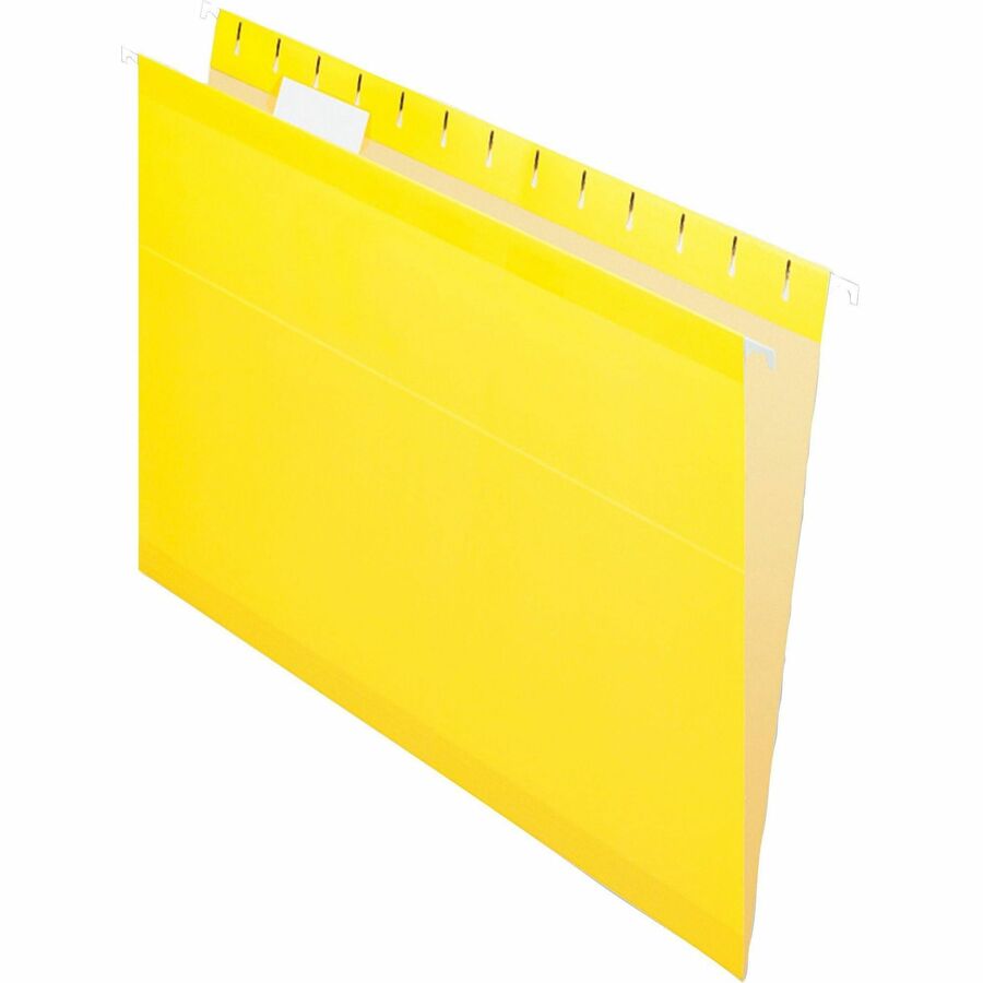 Pendaflex 1/5 Tab Cut Letter Recycled Hanging Folder - 8 1/2" x 11" - Yellow - Reinforced - 10% Recycled - 25 / Box