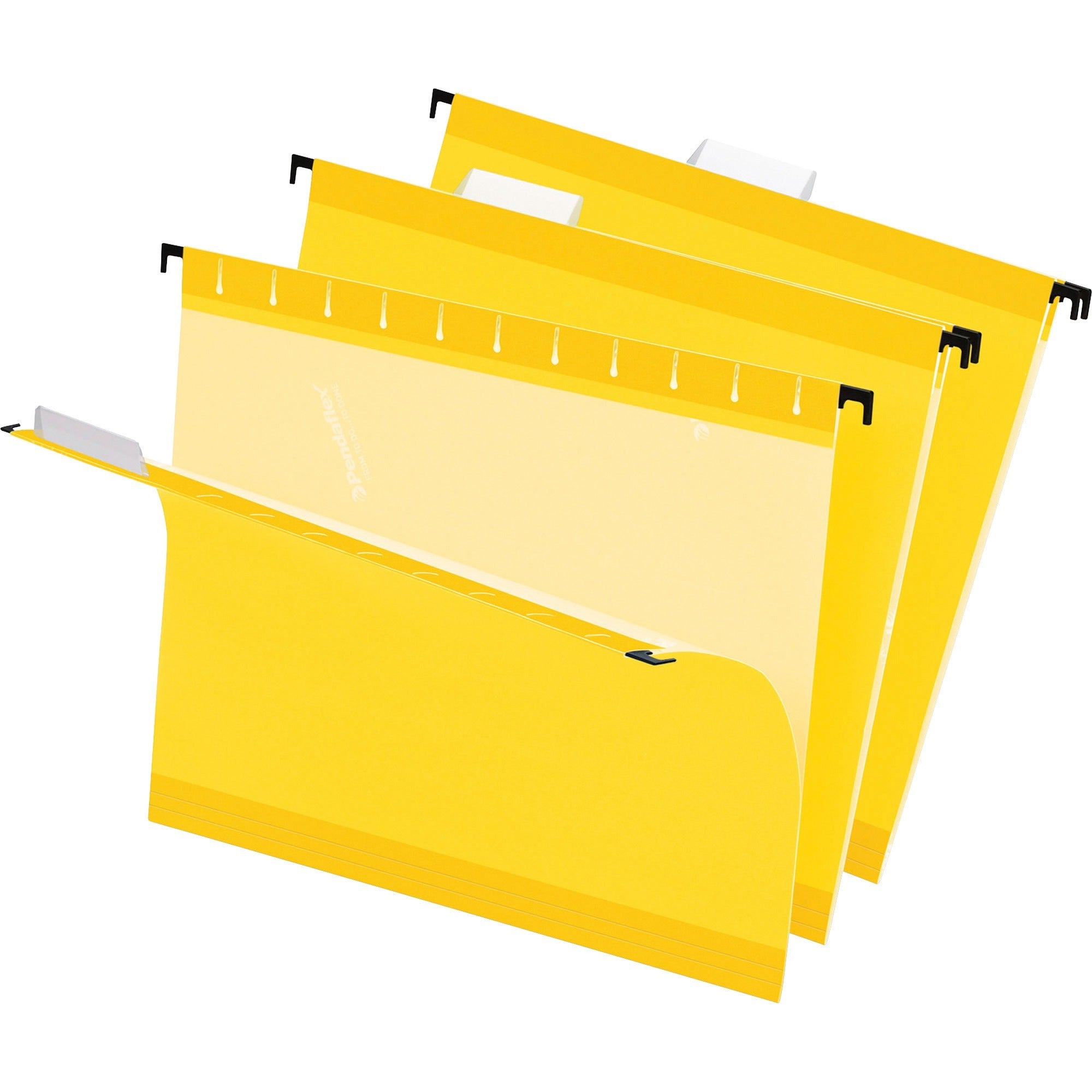 Pendaflex 1/5 Tab Cut Letter Recycled Hanging Folder - 8 1/2" x 11" - Yellow - Reinforced - 10% Recycled - 25 / Box
