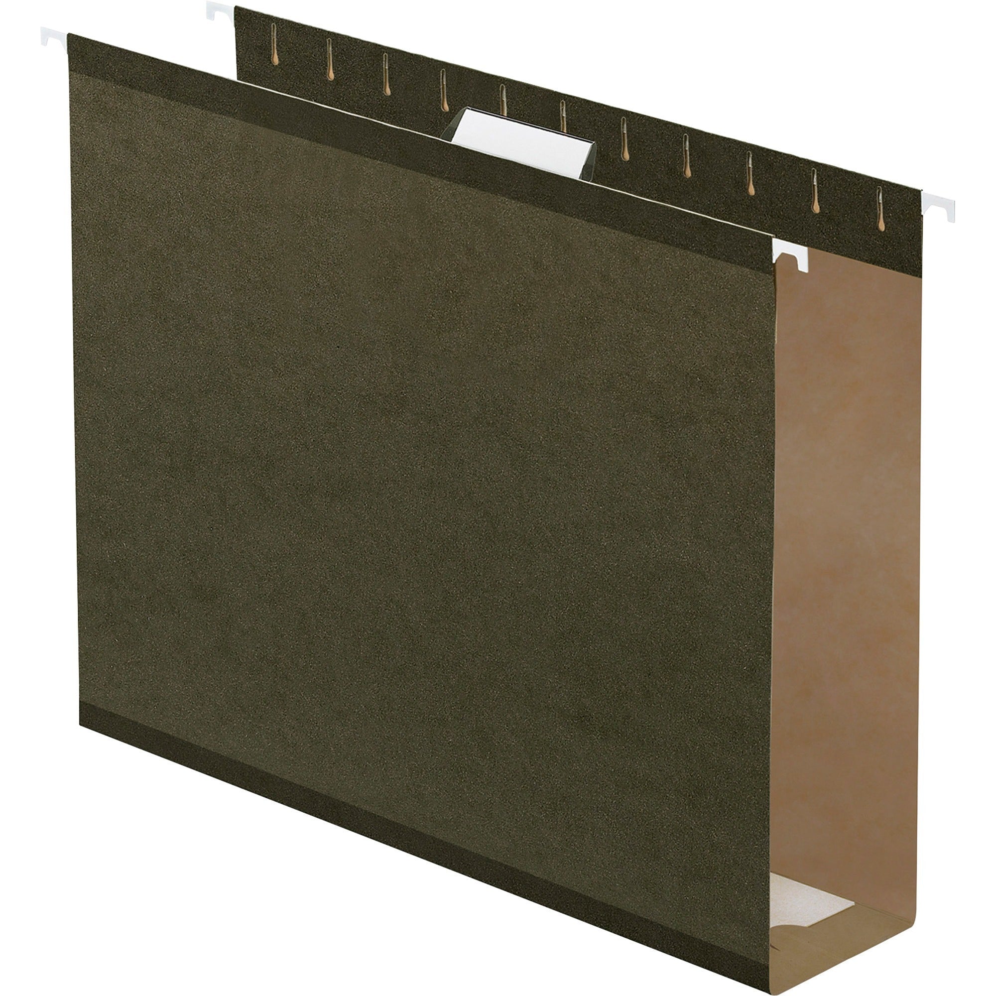 Pendaflex Letter Recycled Hanging Folder - 3" Folder Capacity - 8 1/2" x 11" - Folder - Pressboard - Standard Green - Reinforced, Reinforced Gusset, Acid-free - 10% Recycled - 25 / Box