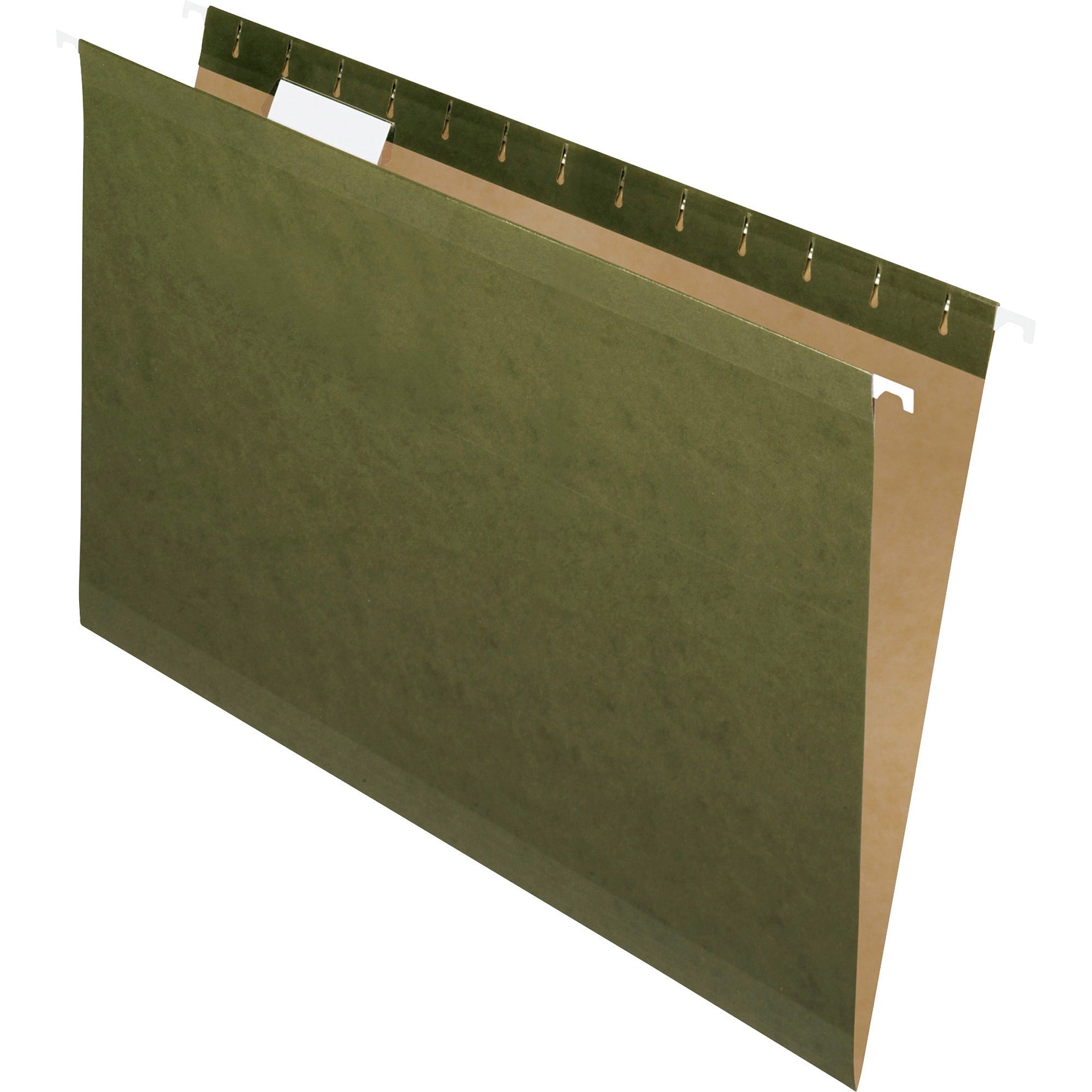 Pendaflex 1/5 Tab Cut Legal Recycled Hanging Folder - 8 1/2" x 14" - Standard Green - Reinforced - 10% Recycled - 25 / Box
