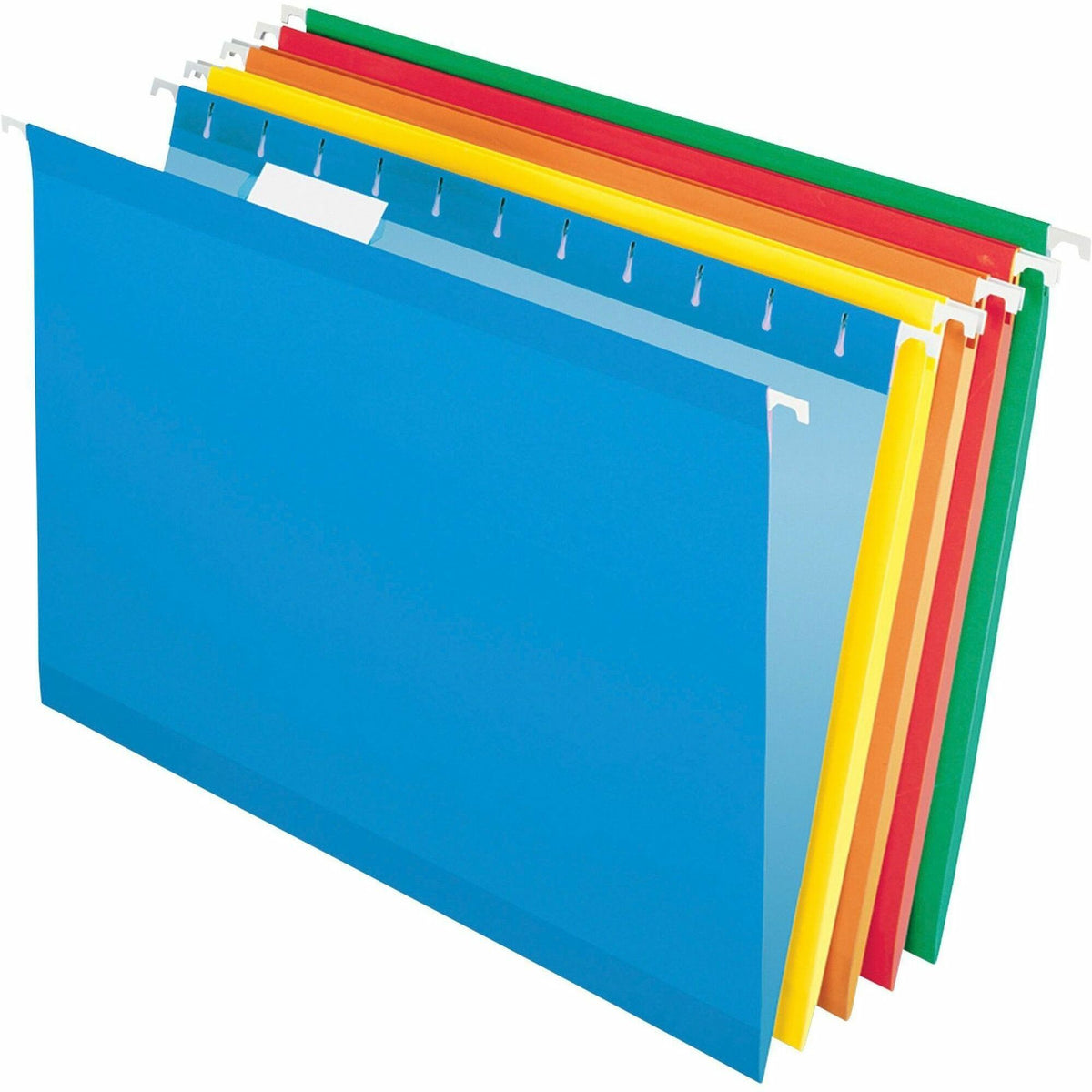 Pendaflex 1/5 Tab Cut Legal Recycled Hanging Folder - 8 1/2" x 14" - Blue, Red, Yellow, Orange, Green - Reinforced - 10% Recycled - 25 / Box