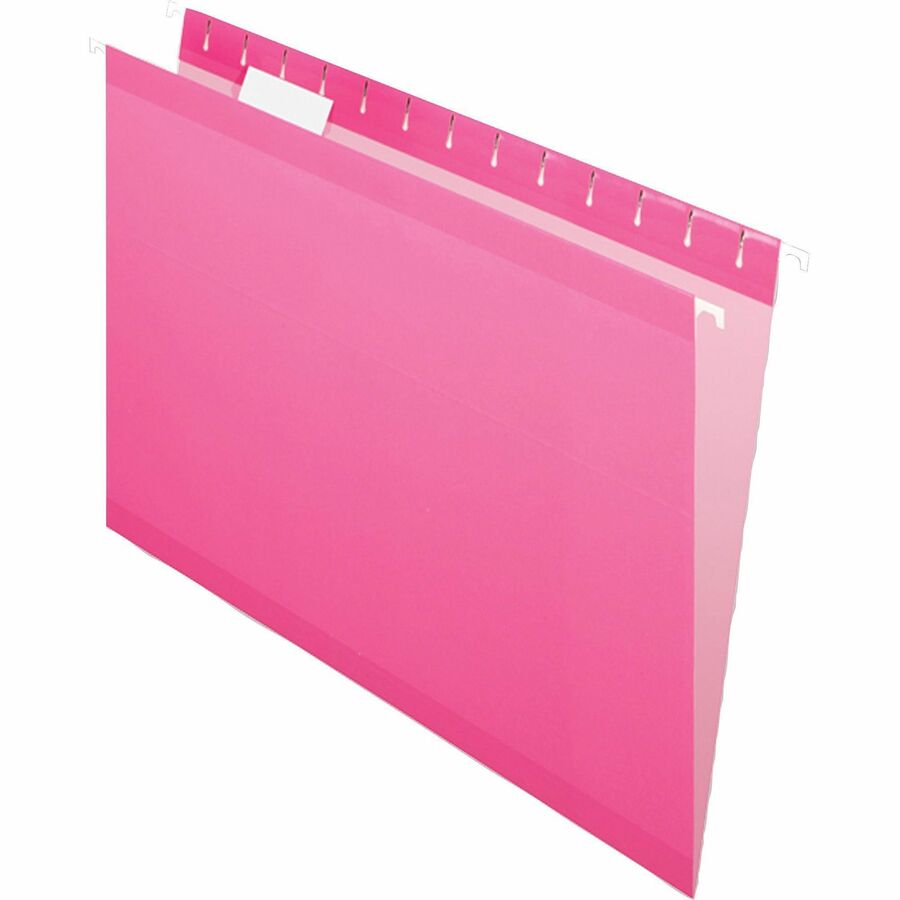 Pendaflex 1/5 Tab Cut Legal Recycled Hanging Folder - 8 1/2" x 14" - Pink - Reinforced - 10% Recycled - 25 / Box