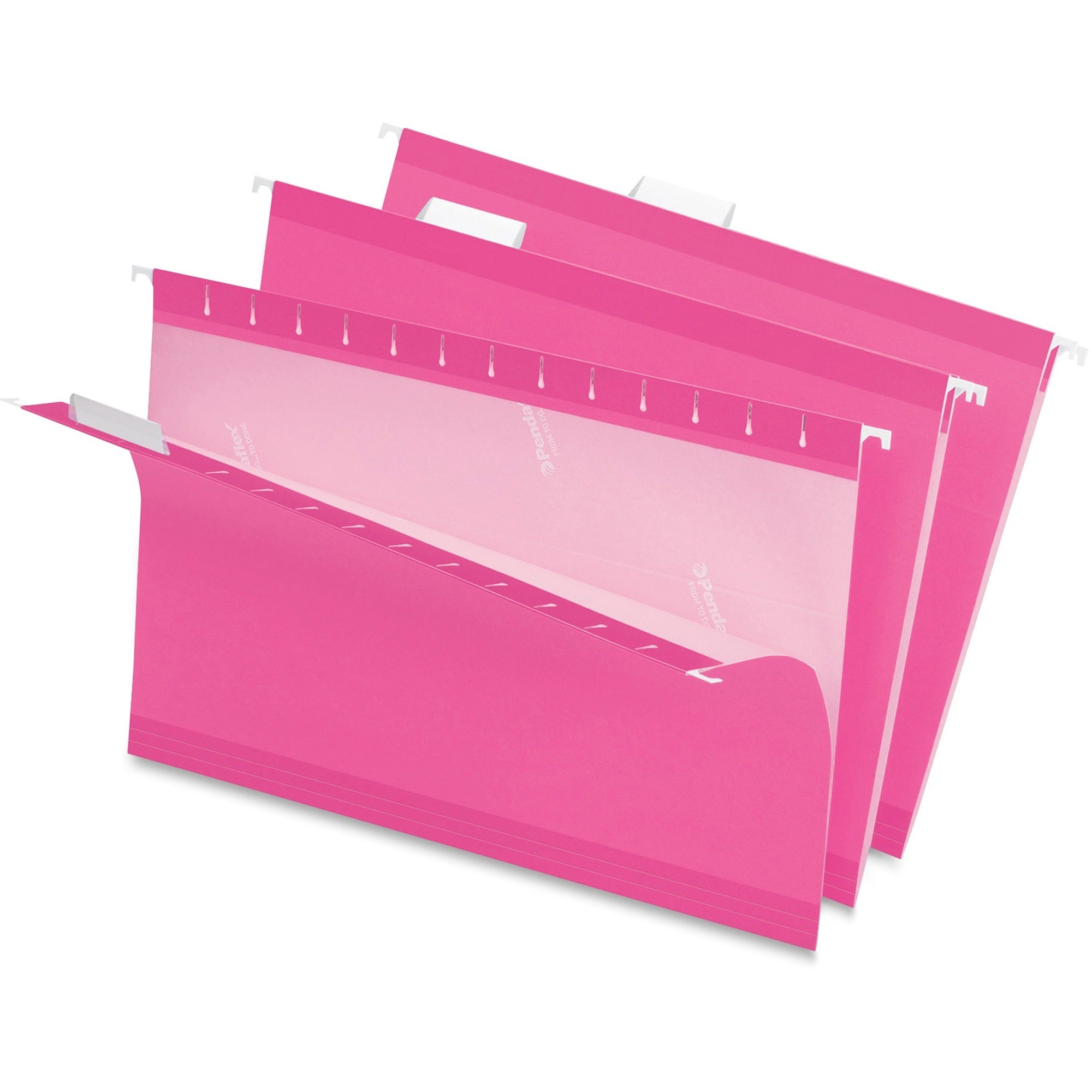 Pendaflex 1/5 Tab Cut Legal Recycled Hanging Folder - 8 1/2" x 14" - Pink - Reinforced - 10% Recycled - 25 / Box