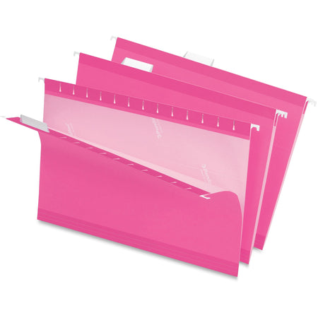 Pendaflex 1/5 Tab Cut Legal Recycled Hanging Folder - 8 1/2" x 14" - Pink - Reinforced - 10% Recycled - 25 / Box