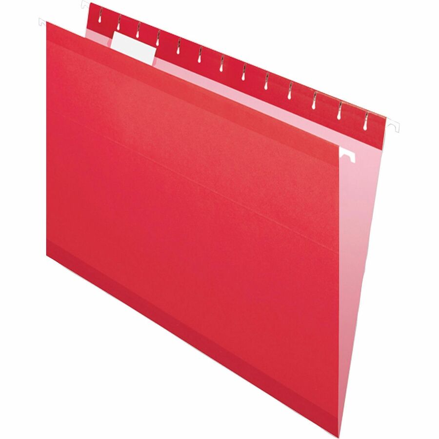 Pendaflex 1/5 Tab Cut Legal Recycled Hanging Folder - 8 1/2" x 14" - Red - Reinforced - 10% Recycled - 25 / Box