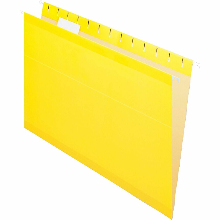 Pendaflex 1/5 Tab Cut Legal Recycled Hanging Folder - 8 1/2" x 14" - Yellow - Reinforced - 10% Recycled - 25 / Box