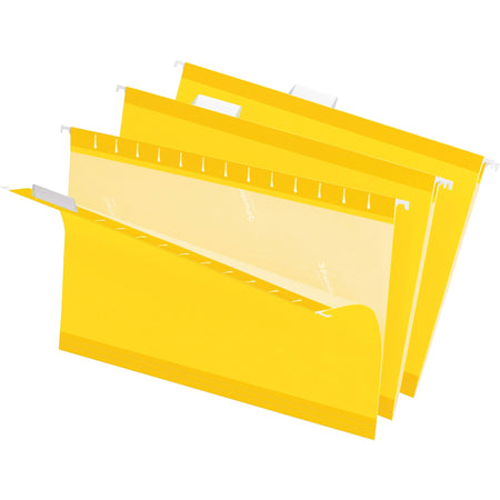 Pendaflex 1/5 Tab Cut Legal Recycled Hanging Folder - 8 1/2" x 14" - Yellow - Reinforced - 10% Recycled - 25 / Box