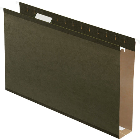 Pendaflex Legal Recycled Hanging Folder - 2" Folder Capacity - 8 1/2" x 14" - Pressboard - Standard Green - Reinforced Gusset, Acid-free - 10% Recycled - 25 / Box