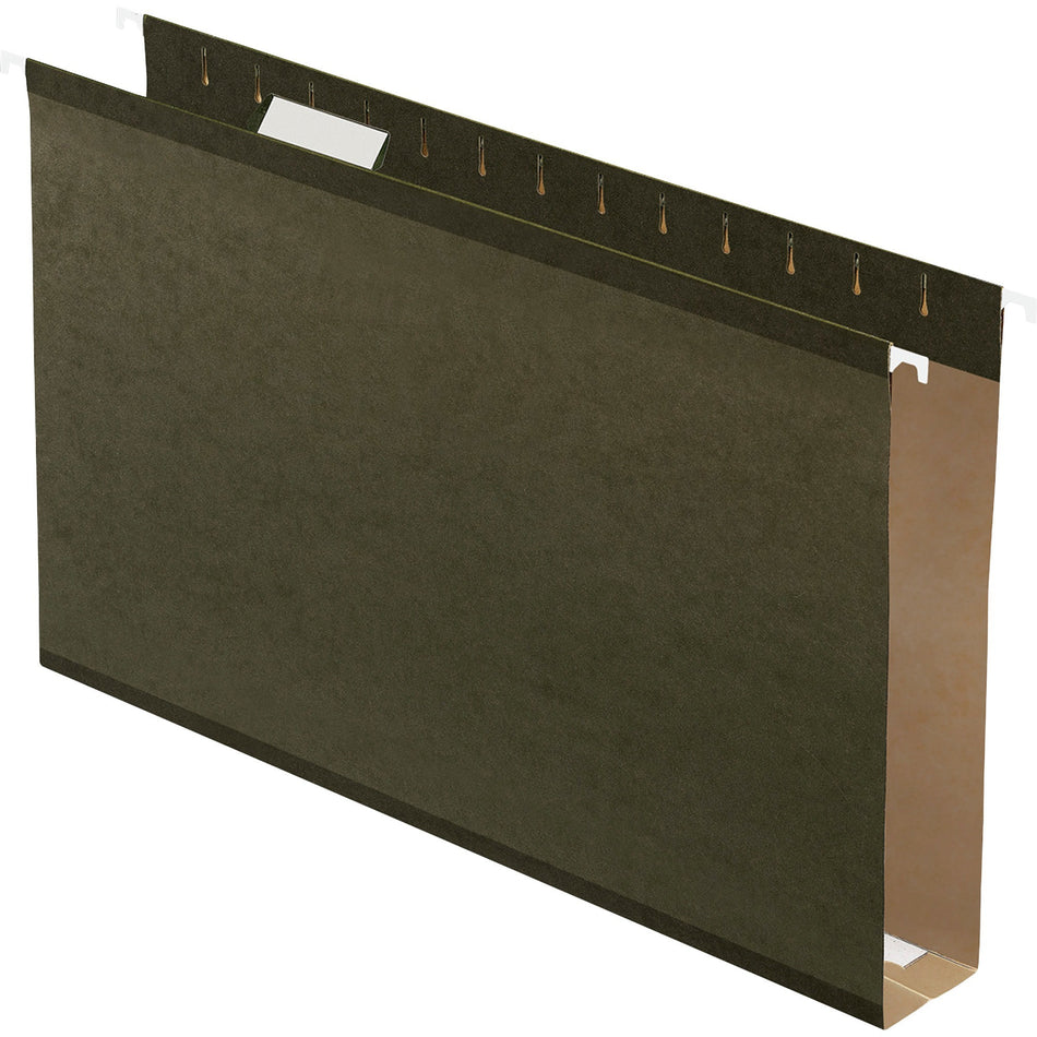Pendaflex Legal Recycled Hanging Folder - 2" Folder Capacity - 8 1/2" x 14" - Pressboard - Standard Green - Reinforced Gusset, Acid-free - 10% Recycled - 25 / Box