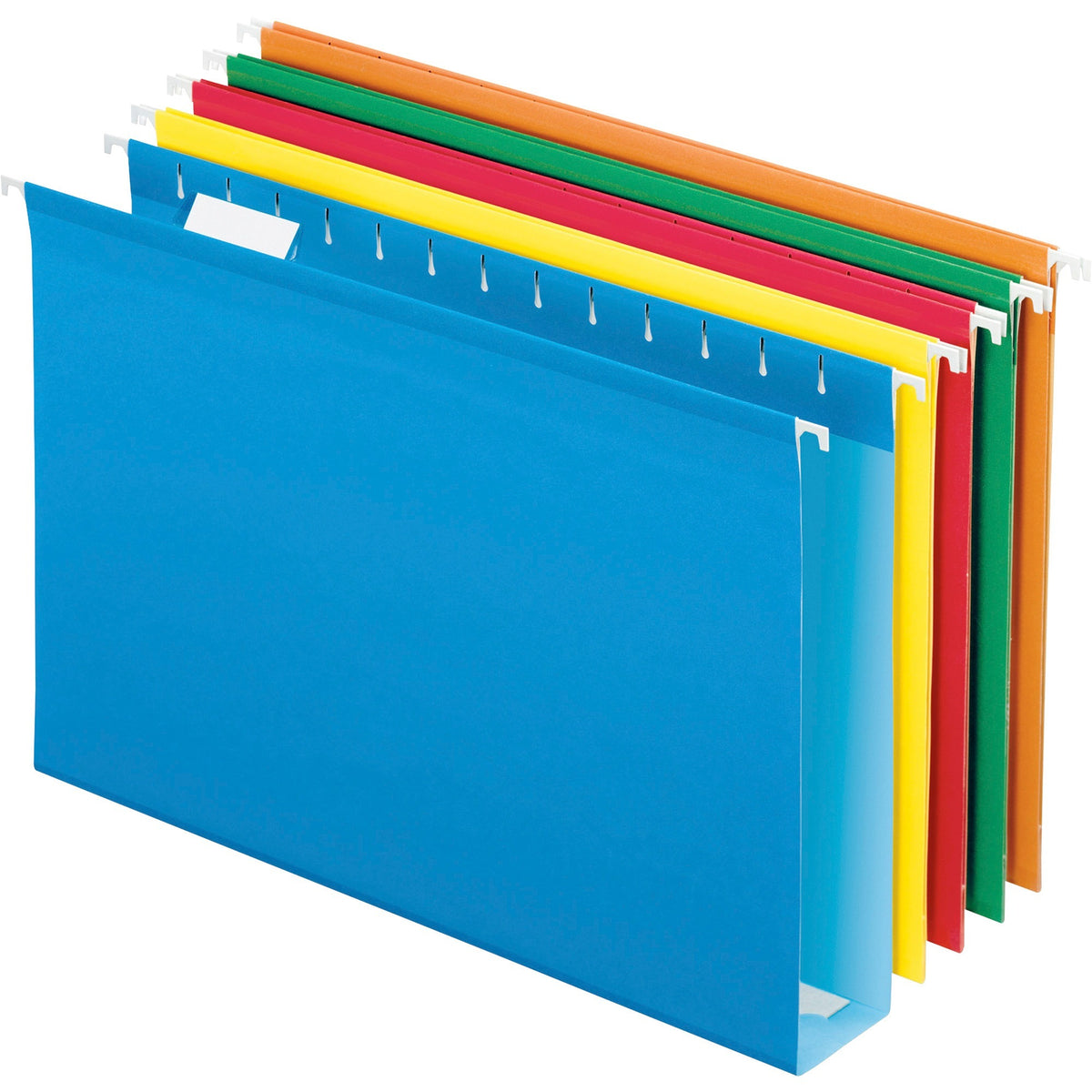 Pendaflex 1/5 Tab Cut Legal Recycled Hanging Folder - 2" Folder Capacity - 8 1/2" x 14" - Poly, Pressboard - Bright Green, Blue, Orange, Red, Yellow - Wear Resistant, Water Proof, Tear Proof - 10% Recycled - 25 / Box