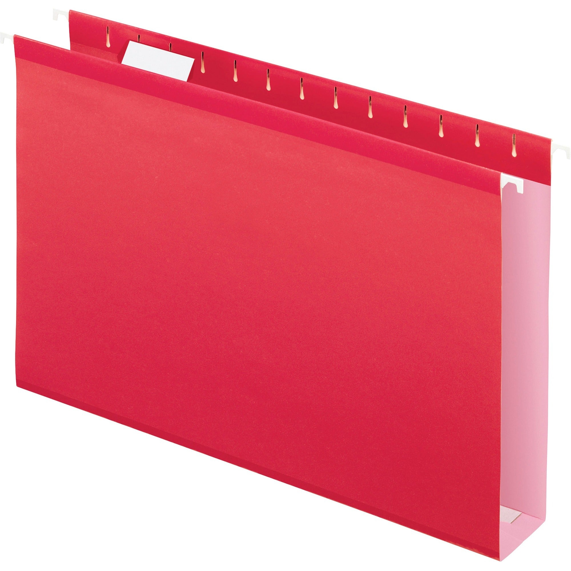 Pendaflex 1/5 Tab Cut Legal Recycled Hanging Folder - 8 1/2" x 14" - 2" Expansion - Pressboard, Poly - Red - Water Resistant, Wear Resistant, Tear Proof, Infopocket - 10% Recycled - 25 / Box