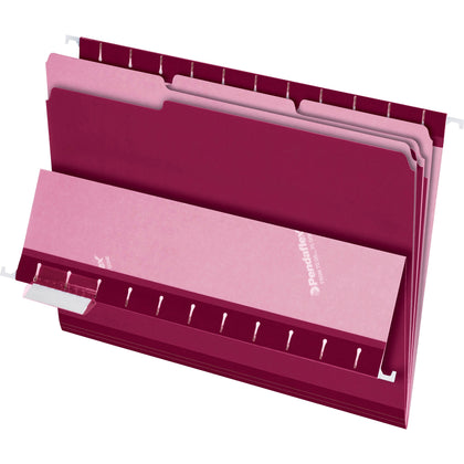 Pendaflex Recycled Top Tab File Folders - Burgundy - 100/Box